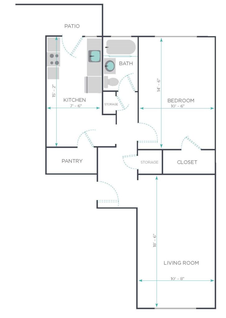 1 Bedroom Apartment Rental – Floor plan