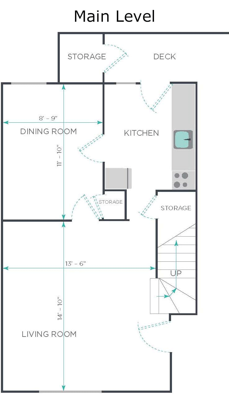 2 Bedroom Apartment Rental Floor plan - Main Level